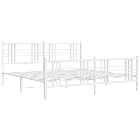 Giroletto Con Testiera E Pediera Metallo Bianco 193x203 Cm - Foto 3