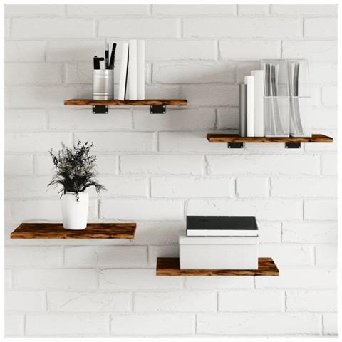 Mensole Parete 4pz Rovere Fumo 40x30x1,5 Cm Legno Multistrato - Foto 1