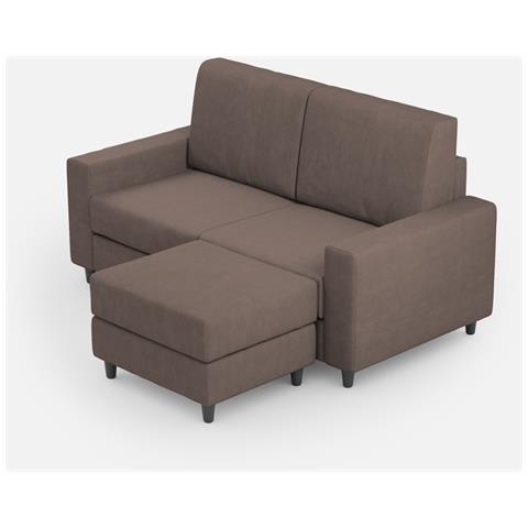 Divano Sakar 2 Posti (due Sedute Da 60cm) + Pouf Misure Esterne L. 148 P. 155 Colore Talpa - Foto 1