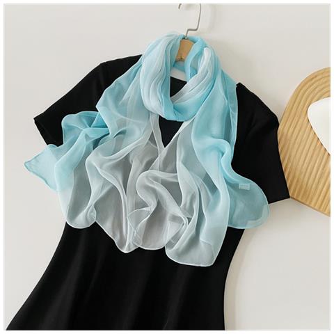 Sciarpa Shimmer: Elegante Sciarpa In Chiffon Di Perla Lightblue - Foto 1