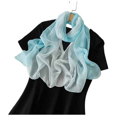 Sciarpa Shimmer: Elegante Sciarpa In Chiffon Di Perla Lightblue - Foto 3