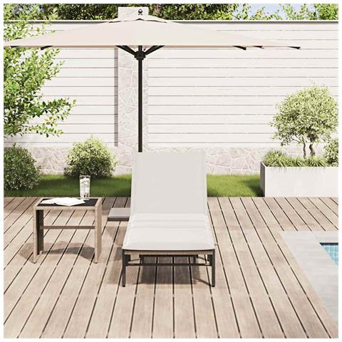 Lettino Prendisole con Cuscini Beige in Polyrattan - Foto 9