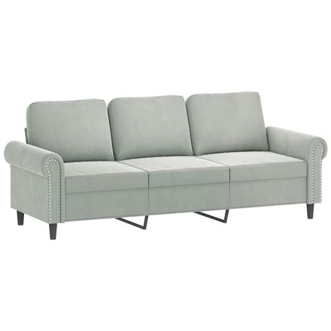 Set Di Divani 2 Pz Con Cuscini Grigio Chiaro In Velluto - Foto 3