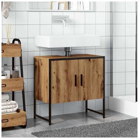 Mobile Lavabo Bagno Rovere Artigianale Legno Multistrato - Foto 3