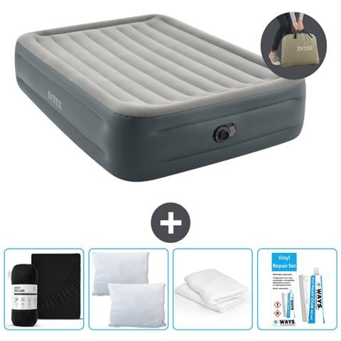 Set Materassino Gonfiabile - 203x152x46 Cm - Lichtgrijs - Include Accessori Coordinati Cb17 - Foto 1