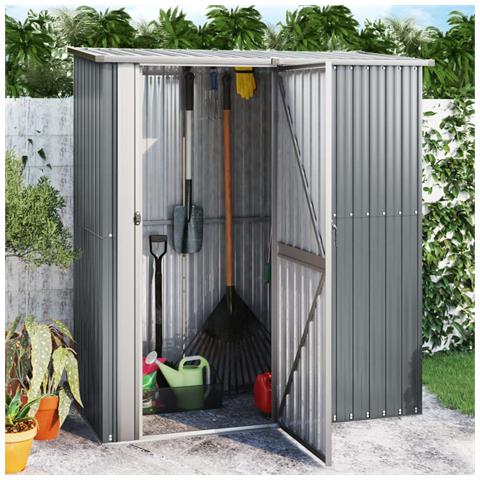 Lusso Casadino -  Capanno Per Biciclette Grigio 180,5x97x209,5 Cm Acciaio Zincato - Foto 8