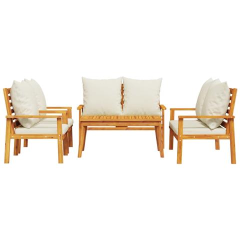 Set Salotto Da Giardino 5 Pz Con Cuscini Legno Massello Acacia - Foto 2