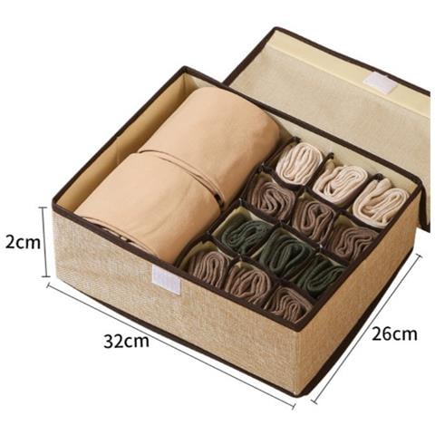 Scatola Organizer Per Biancheria Intima 3 In 1 - Beige, Pieghevole - Foto 1