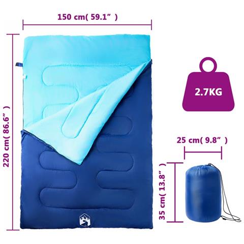 Sacco Pelo Doppio Campeggio con Cuscini per Adulti 3-4 Stagioni - Foto 5