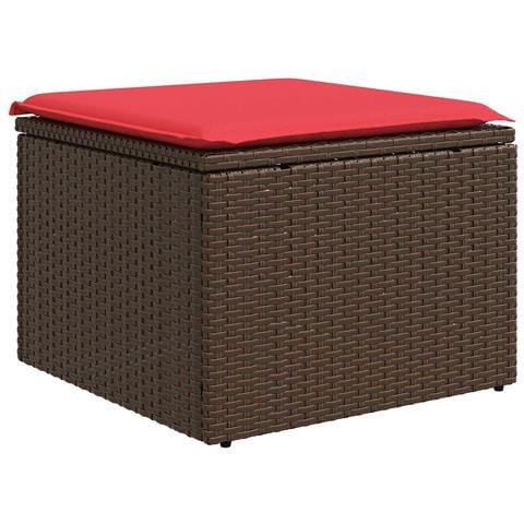 Sgabello Giardino con Cuscino Marrone 55x55x37 cm in Polyrattan - Foto 1