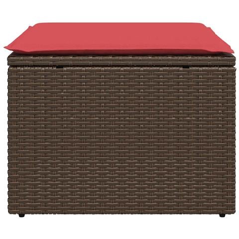 Sgabello Giardino con Cuscino Marrone 55x55x37 cm in Polyrattan - Foto 2