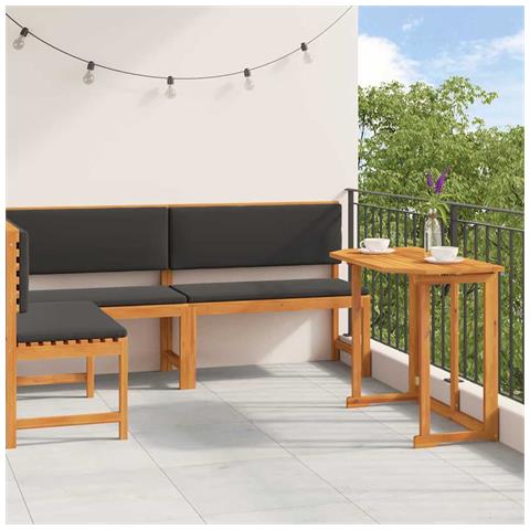 Set Bistro da Giardino 3 Pezzi con Cuscini in Legno Massello di Acacia - Foto 2