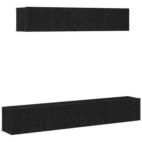 Set di Mobile TV a 4 Pezzi in Legno Ingenerizzato Nero - Foto 1