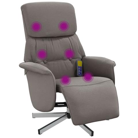 Poltrona Reclinabile Massaggiante Poggiapiedi Tortora Tessuto - Foto 1