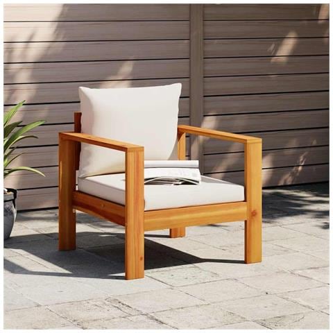 Sedia da Giardino con Cuscini in Legno Massello di Acacia - Foto 2