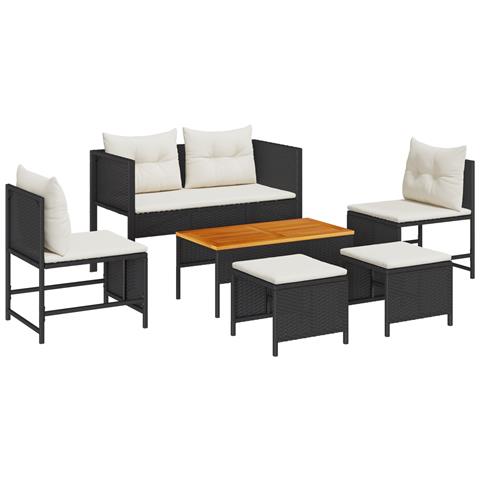 Set Divano da Giardino Nero Polirattan Sintetico Medio - Foto 1