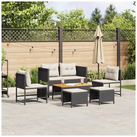 Set Divano da Giardino Nero Polirattan Sintetico Medio - Foto 2