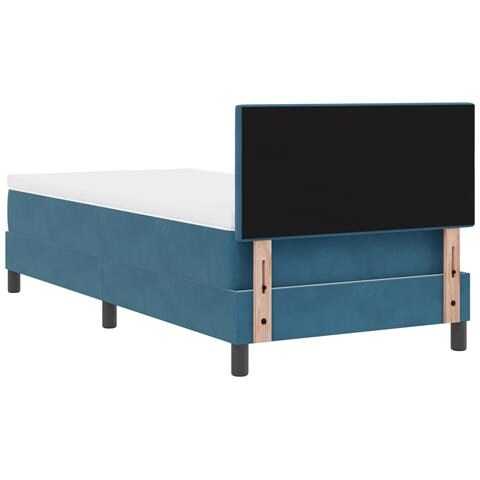 Letto Box Spring con Materasso Blu Scuro 100x200 cm Velluto - Foto 9