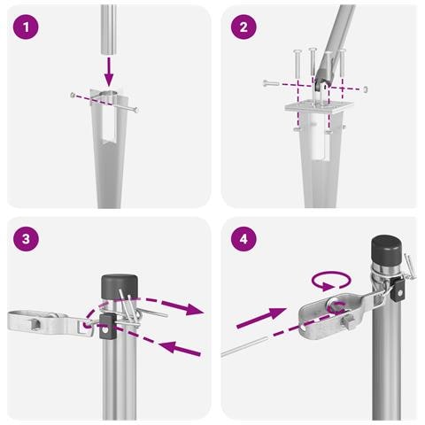 Pali per recinzione con punta 7 pcs Ø32 mm 120 cm in acciaio zincato - Foto 9