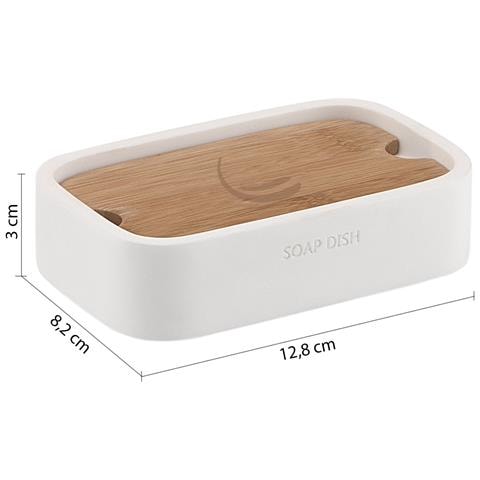 Portasapone D'appoggio In Resina E Bambù 1311 Serie Ninfea Bianco Matt - Foto 2