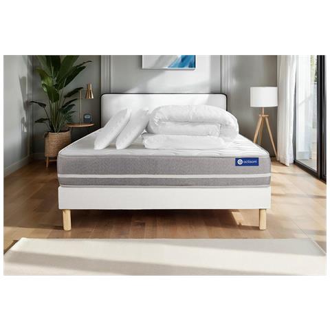 Pacchetto Letto Completo - Materasso 140x200cm + Box Spring Con Doghe (kit) + 2 Cuscini + Piumino - Actilatex Touch - Foto 1
