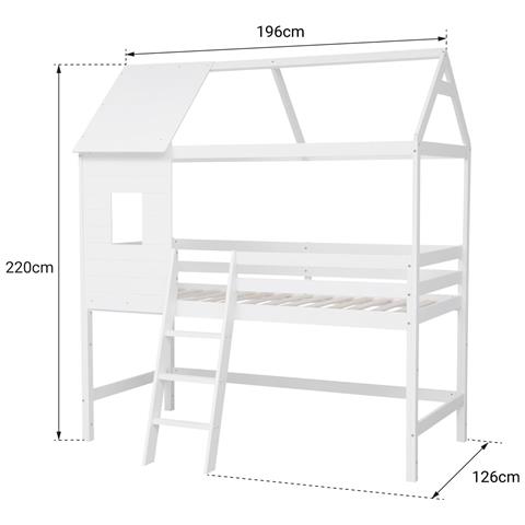 Letto A Soppalco Per Bambini 190x90cm Bianco Margot - Foto 2