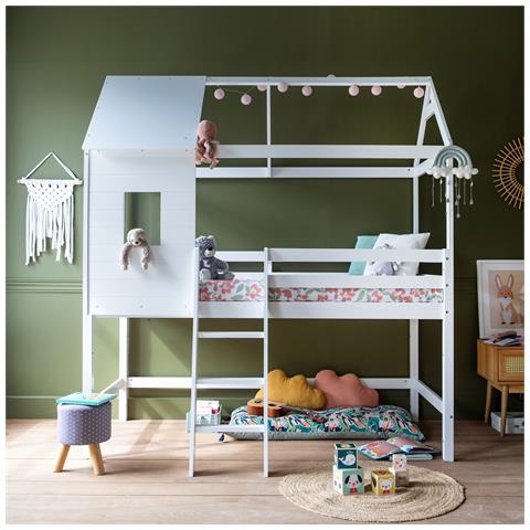 Letto A Soppalco Per Bambini 190x90cm Bianco Margot - Foto 6