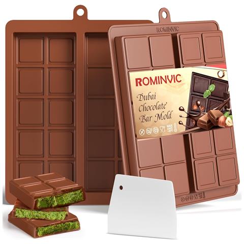 Romanvic Stampi In Silicone Per Cioccolato Dubai Profondi 2 Pezzi Marroni - Foto 1