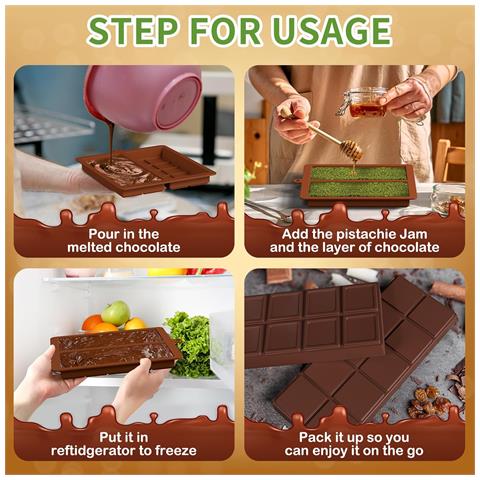 Romanvic Stampi In Silicone Per Cioccolato Dubai Profondi 2 Pezzi Marroni - Foto 5