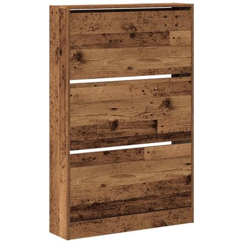 Armadio per scarpe in legno vecchio 80x21x125,5 cm in legno ingegnerizzato - Foto 1