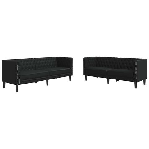 Set di divani 2 pcs Nero 194 x 74.5 x 70.5 cm Pelle sintetica - Foto 1
