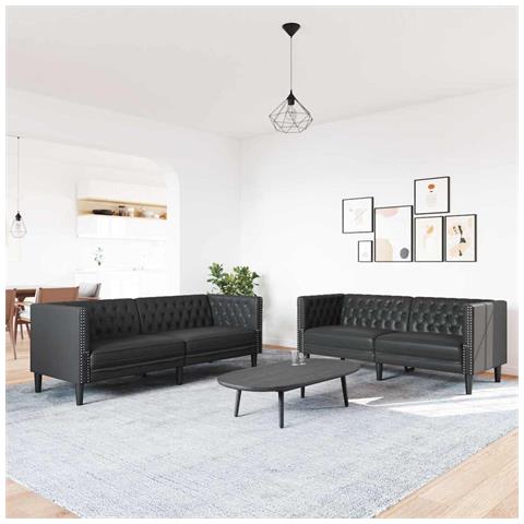 Set di divani 2 pcs Nero 194 x 74.5 x 70.5 cm Pelle sintetica - Foto 2