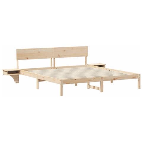 Rete letto con comodini Marrone Legno di pino massello - Foto 1