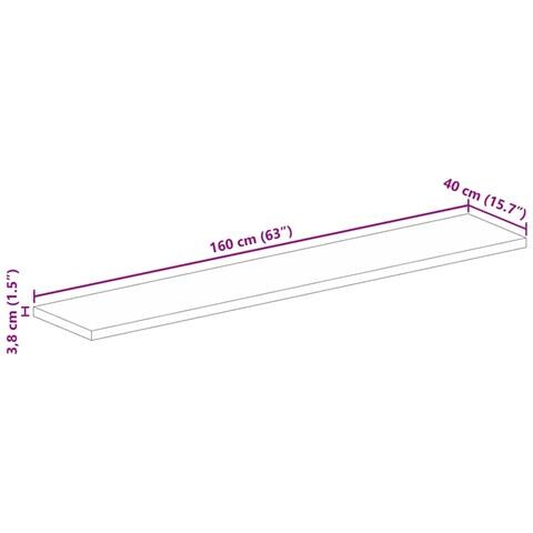 Piano per Tavolo 160x40x3,8cm Rettangolare Legno Massello Mango - Foto 9