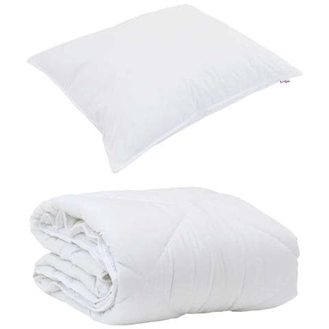 Piumone con cuscino 2 pcs Bianco 155 x 200 cm Microfibra - Foto 1