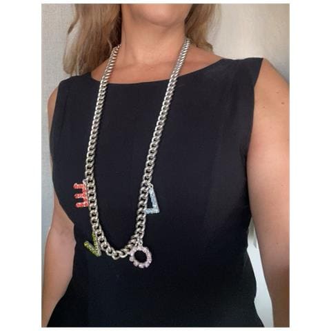 Collana Lunga Love In Cristallo Sw Multicolore E Argento 10µ - Foto 3