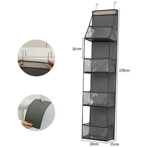 Organizzatore A 4 Tasche Da Appendere Alla Porta - Soluzione Di Stoccaggio In Tessuto Non Tessuto Grey - Foto 4
