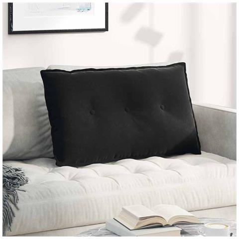 Cuscino per Schiena Nero 80 x 50 cm Tessuto in Cords - Foto 2