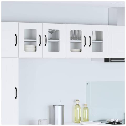Pensile cucina 2 pcs Bianco 60 x 31 x 40 cm Legno multistrato - Foto 2