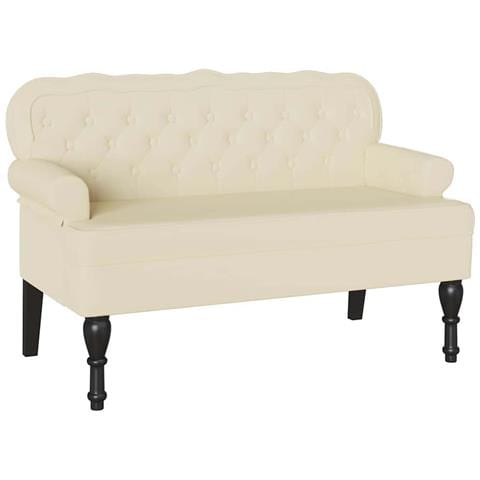 Panca Chesterfield Crema 119.5 x 64.5 x 75 cm Pelle Sintetica - Foto 1