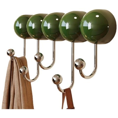 Appendiabiti A Ventosa Con 5 Ganci - Porta Abiti E Cappelli Senza Trapano Green - Foto 1