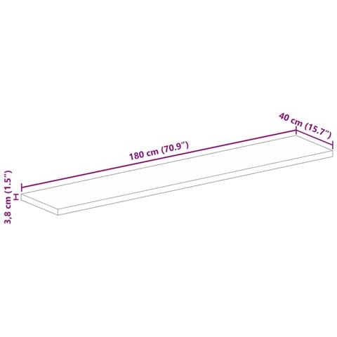 Piano per Tavolo 180x40x3,8 cm Rettangolare Legno Mango Grezzo - Foto 9