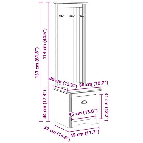 Armadio per corridoio BODO Marrone miele 50 x 40 x 156,7 cm - Foto 9