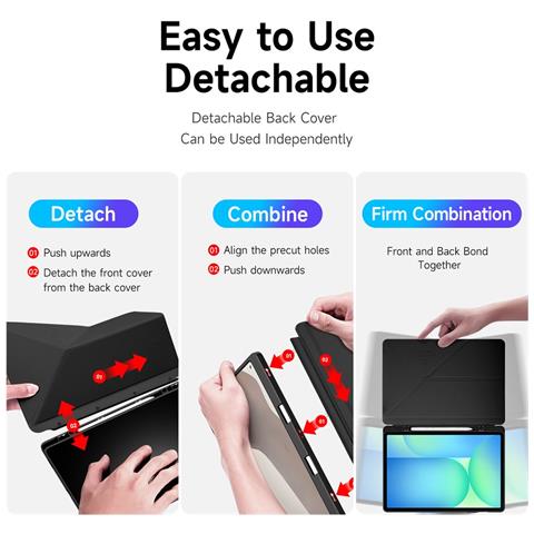 Cover per Galaxy Tab S10 FE+ - TPU+PC+Pelle /PU, Nero - Foto 2