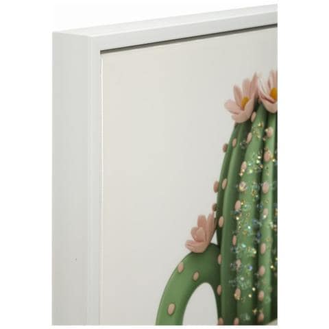 Stampa Su Tela Laccata Con Vasetto Di Cactus B, 40x40 Cm - Foto 2