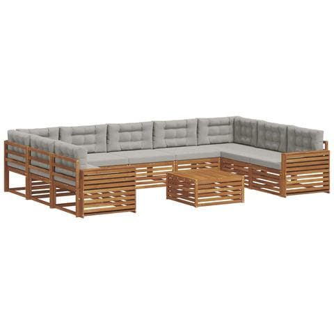 Set divani con cuscino 10 pcs Grigio Naturale e Chiaro - Foto 1