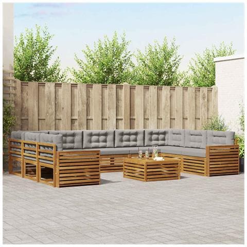 Set divani con cuscino 10 pcs Grigio Naturale e Chiaro - Foto 2