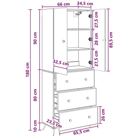 Set di armadi 2 pcs Rovere Fumo 66 x 34,5 x 90 cm - Foto 8