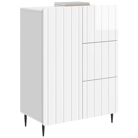 Credenza Bianco Lucido 66 x 34,5 x 91,5 cm Legno ingegnerizzato - Foto 2
