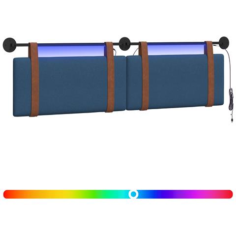 Testiera sospesa Con luce LED Blu PU Antico - Foto 1